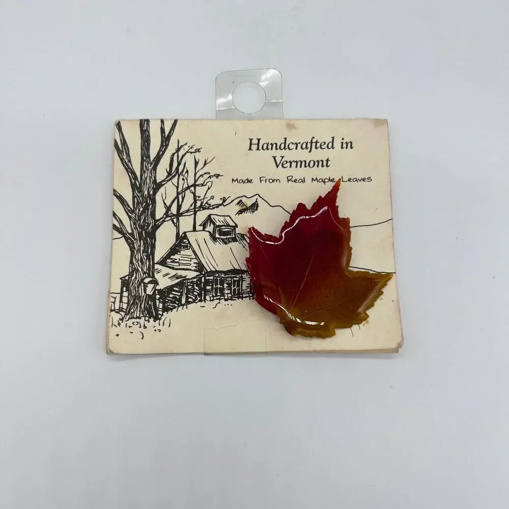 NWT Vermont Maple Leaf Brooch Handmade Unique Autumn Fall Jewelry Accessories